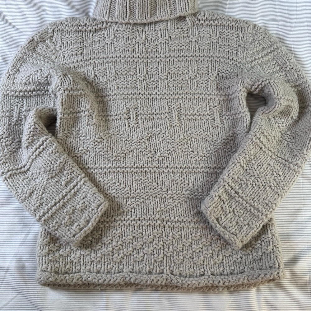 Moda International‎ Chunky Cable Knit Wool Blend Turtleneck Fisherman Sweater XS